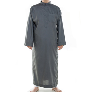 Abbigliamento Islamico Thobe a Maniche Lunghe per Uomo Jubba Araba <span class=keywords><strong>Abiti</strong></span> Musulmani da Culto in Velluto Lavato Stile Qatar Vendita all'Ingrosso - Product Image 2
