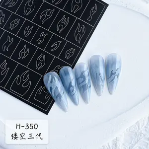 Plantillas de aerógrafo EW Star, pegatinas huecas de mariposa para decoración de uñas, herramienta de manicura con guías de inyección de tinta
