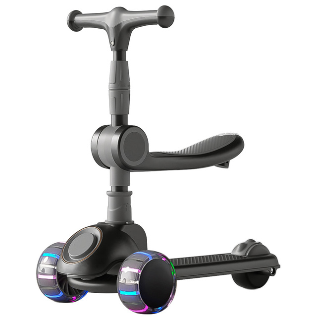Factory Wholesale OEM ODM Multi-functional Kids Kick Scooter 3 in 1 Flashing Light Pu 3 Wheels Children Scooter for Kids