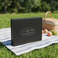 Boîte en papier rigide pliable magnétique de luxe, grand format, noir mat, avec logo personnalisé imprimé, matériaux recyclés, recyclable