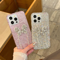 Casing HP iPhone 16 Pro Max Mewah Berkilauan Bertabur Berlian, Desain 3D Pita dan Rumbai, Laris Manis