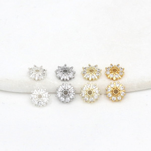 ที่ใส่ดอกไม้ C21 ชุบทอง 14K ทำจากทองแดง อุปกรณ์ทำเครื่องประดับ DIY ตัวคั่นสำหรับสร้อยข้อมือแบบลูกปัด สีเงิน สีทองขาว มีให้เลือกหลายสี - Product Image 3
