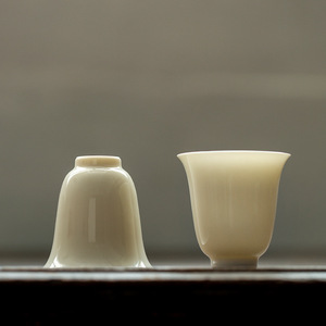 Apricot White Porcelain <b>Tea</b> Cup Cylinder Shape Dehua Handmade Kung Fu <b>Tea</b> <b>Set</b> Master Cup For Home Use - Product Image 1