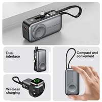 Power Bank Portabel Nirkabel 3-in-1 Handy 5000mAh dengan Tali Pegangan Ukuran Mini untuk Ponsel, Jam Tangan, dan Earphone