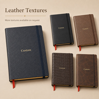 Carnet de notes A5 de luxe personnalisé en cuir PU noir grainé, reliure cousue, journal haut de gamme, cadeau avec logo, export en gros