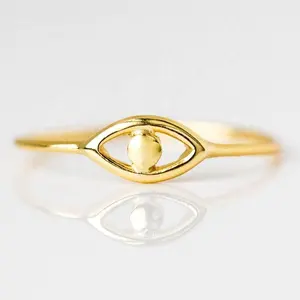 Milskye s925 silver 18K gold plated dainty delicate perfect for stacking evil eye ring