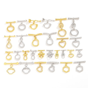NANTONG 14K Gold Plated <b>Copper</b> OT Buckle Clasp Mixed Shapes Cubic Zirconia For <b>Bracelet</b> Making DIY Jewelry Accessories - Product Image 5