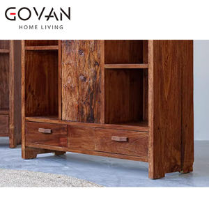 Estantería de Madera Maciza Antigua Estilo Wabi Sabi, Mueble Ecológico y Duradero para Interiores, Sala de Estar o Bar en Casa - Product Image 3