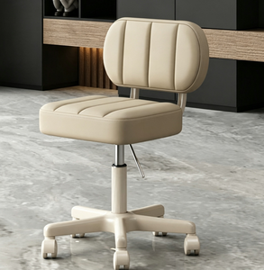 Silla de Barbero Rodante Ajustable, Silla de Estilismo para Salón, Asiento Hidráulico de Cuero PU con Respaldo para Salón de Belleza - Product Image 4