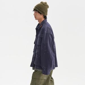Chaqueta Bomber de Moda con Estampado de Tinta, Estilo Japonés, Holgada, Informal, con Múltiples Bolsillos, Manga Larga - Product Image 4