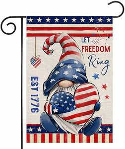 Banderas de Jardín con Diseño de Gnomo de la Libertad Americana, Decoración de Bienvenida para Interiores y Exteriores, Impresión Digital para el Día de la Independencia - Product Image 1