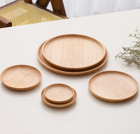 Assiette en bois de caoutchouc naturel, plateau de service rond personnalisable en plusieurs tailles, assiette en bois de qualité alimentaire pour la maison