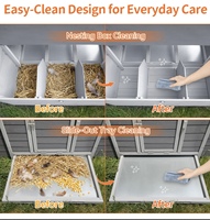 Poulailler moderne en bois au design intelligent avec toit à charnières, compartiment de nidification, porte latérale pour un nettoyage facile, idéal pour l'élevage en extérieur
