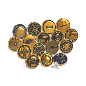 Fashion <b>Jeans</b> Metal <b>Buttons</b> Round Embossed Logo Nickel-Free Classic Style Denim <b>Button</b> - Product Image 2