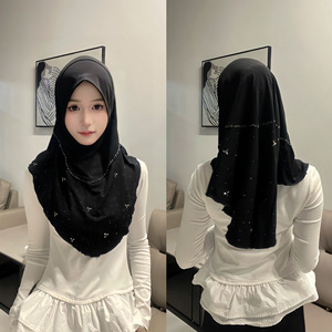 Hijab Zifeng OEM uni pratique pour femmes musulmanes avec strass brillants en <span class=keywords><strong>lin</strong></span> CE - Product Image 6