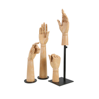Maniquí de torso de plástico con imitación de veta de madera, articulaciones móviles, modelo de palma para arte, soporte para anillos, exhibición de joyas, para mujeres adultas, escaparates