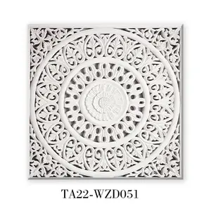 Factory Wholesale White Classic Flower Pattern Wooden Frame Canvas Paintings Hotel Decoration Wall Art