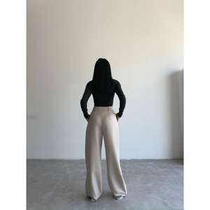 Pantalones Casuales Holgados Beige para Mujeres y Niñas, Transpirables, con Cintura Elástica, Estilo Coreano y Gótico, Lavado de Color - Product Image 3