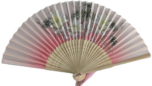 21Cm Natural Brown Bamboo Handle for Polyester Taffeta Fabric Silk Screen Pattern Custom Logo Business <b>Gift</b> Hand Fan in Stock - Product Image 5