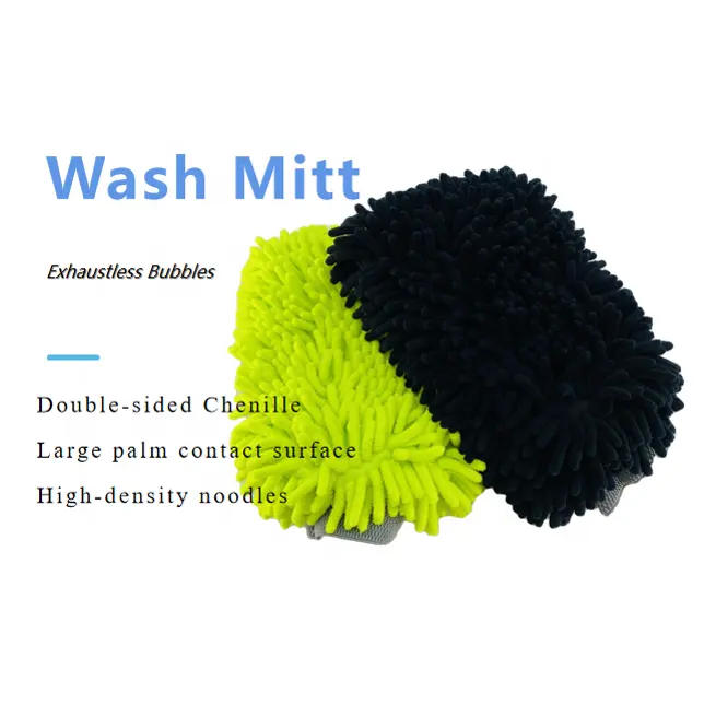 Luva para lavagem de carro, luva de microfibra com detalhamento para lavagem de carro, remoção de poeira, tecido premium, verde e preto