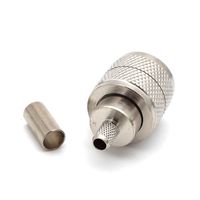 Conector RF UHF Macho de Crimpado RG58 Pl259, Tipo TNC, 1 Pin, Material de Contacto de Níquel-Latón-Estaño, Corriente Nominal de 10A, Microondas