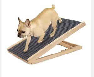 कुत्तों के लिए समायोज्य आधुनिक आयताकार लकड़ी के तह रैंप सीढ़ियों को छोटे जानवरों के लिए ठोस इनडोर आउटडोर पालतू बिस्तर सहायक - Product Image 1