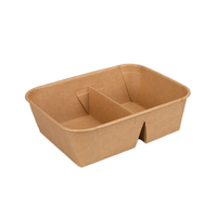 Conteneur à lunch en kraft à double compartiment, revêtement PE écologique, compostable, biodégradable, bol jetable, impression personnalisée du logo disponible
