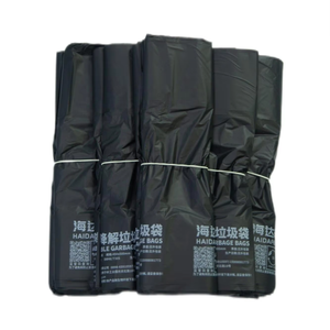 Sacs poubelles biodégradables robustes à cordon noir en rouleaux avec gaufrage en plastique PBAT pour produits ménagers - Product Image 4