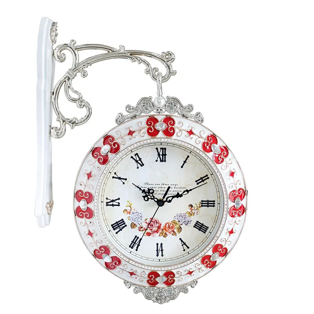 European style two face wall hanging double side wall clock