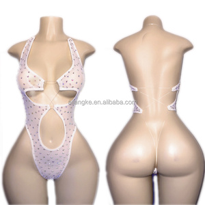 批发定制异国性感女性舞蹈水钻一体式脱衣舞套装 - Product Image 3