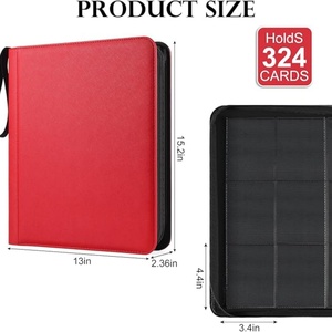 Elegante Carpeta de Tarjetas de Cuero PU Rojo Personalizada con 9 Bolsillos, Páginas Interiores de PP, Cierre Seguro y Alta Capacidad para Almacenamiento de Tarjetas - Product Image 2