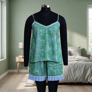 Ensemble de pyjama élégant en coton imprimé pour femme, bretelles spaghetti, collection été-printemps, vente en gros - Product Image 2