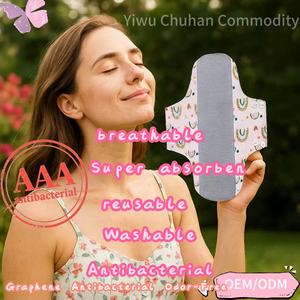 Ensemble de 7 pièces (6 coussinets + sac) tampon d'incontinence menstruelle antibactérien en graphène pour femme <span class=keywords><strong>lavable</strong></span> protège-slip réutilisable serviette hygiénique post-partum - Product Image 2