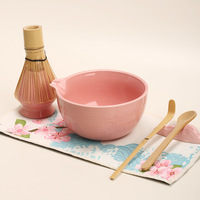 Vente en gros de 5/9 pièces de haute qualité Matcha pot de thé porte-boîte japonais japon luxe cérémonie rose Matcha bol fouet ensemble de kit