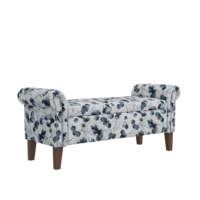Banc de rangement sectionnel moderne à imprimé floral, personnalisable, adapté au salon, à la chambre et à l'entrée
