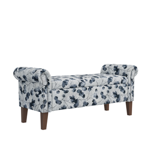 Vintage Floral Printed Storage Bench Solid <b>Wood</b> Leg <b>Sofa</b> Suitable For Living Room Bedroom And Entryway Storage - Product Image 3