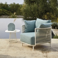 Meubles de patio d'angle de luxe au design moderne Ensemble sectionnel en aluminium pour balcon Ensemble de canapés de jardin en corde de rotin