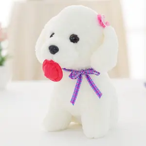 Toptan özel bebek Cuddy köpek beyaz yavru dolması hayvan köpek peluş çocuklar için oyuncak