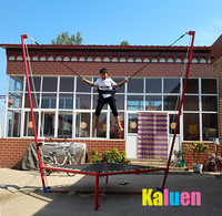 Trampolín Elástico Individual para Exteriores con Red de Protección, Apto para Ejercicios de Fitness Seguros