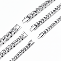 Collier chaîne cubaine unisexe en acier inoxydable à maillons épais, plaqué or, bijou tendance et à la mode, nouveau style avec fermoir