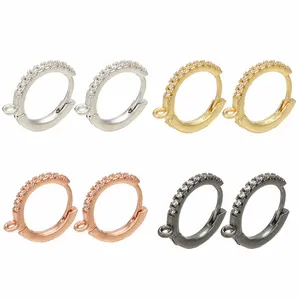 DIY jewelry accessories 14k gold plated Europe hot style zircon copper earrings hoop clip accessories