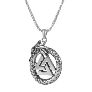 yunnique Viking Dragon Rune Stainless Steel Pendant <b>Necklace</b> For Men Animal Zodiac Design Gift Jewelry 60cm Chain - Product Image 5