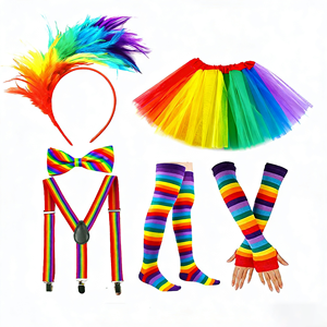 Disfraz de Payaso para Mujer, Traje de Circo con Plumas, Diadema, Falda Tutú Arcoíris, Guantes, Calcetines, Tirantes Ajustables en Y, Corbata de Moño, Carnaval - Product Image 1