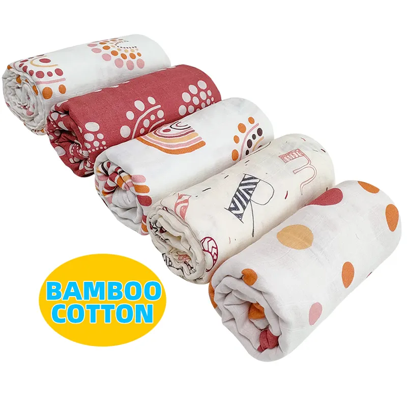 Wholesale Cheap 70% Bamboo 30% Cotton Newborn Swaddle Wrap Receiving Blanket Baby Muslin Swaddle Blankets