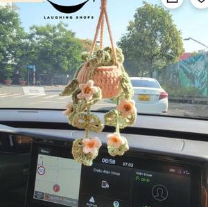 Vente chaude crochet à la main orchidée plante en <span class=keywords><strong>pot</strong></span> nouvelle voiture ornement suspendu pour les Occasions Halloween remise des diplômes fête des mères pâques - Product Image 3