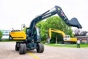 Nouvelle pelle sur pneus Hyundai HW155A de 15,5 tonnes, excavatrice mobile robuste, moteur Cummins B6.7 Stage V, 40 km/h, prête pour la construction routière - Product Image 5