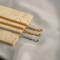 Bracelet Figaro en plaqué or véritable 18K, chaîne en corde, gourmette robuste en acier inoxydable, bracelet à maillons cubains Miami pour hommes et femmes