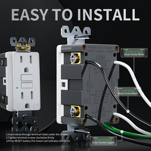 Wr Tr اختبار ذاتي قاطع دائرة خطأ أرضي GFCI 15 أمبير Gfci منافذ فولت لنا مقبس حائط كهربائي - Product Image 5