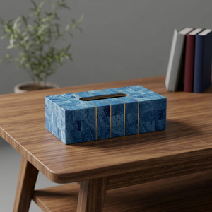 Boîte à mouchoirs rectangulaire en résine bleue, faite à la main en MDF, pour décoration intérieure, rangement, table, voiture, Ramadan, Aïd, mariage, fête - Product Image 1