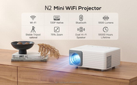 Nouveauté 320 °   Mini projecteur intelligent rotatif avec moteur optique de 2 pouces, Android 14, LED HD, décodage 1080P, projecteur d'ambiance domestique